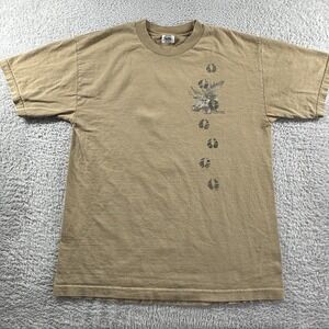 VINTAGE Destination Shirt Mens Large Brown Yellowstone Moose Deer Nature USA‎